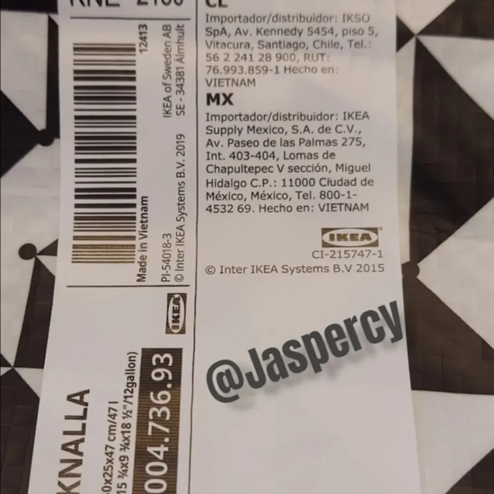 IKEA - KNALLA Two (2) Tote Bags 12 Gal Black & White Geometric Storage Bins NWT